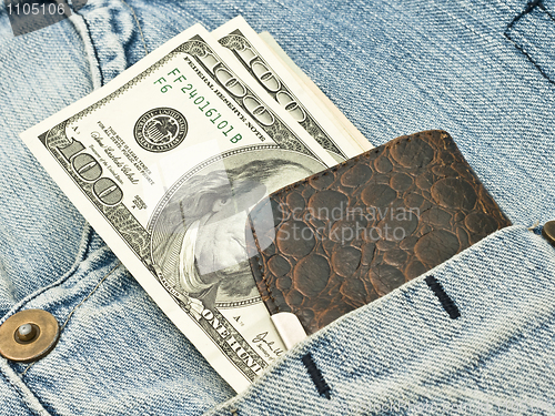 Image of Wallet, US dollars in the pocket