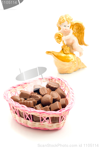 Image of Candies in basket and angel