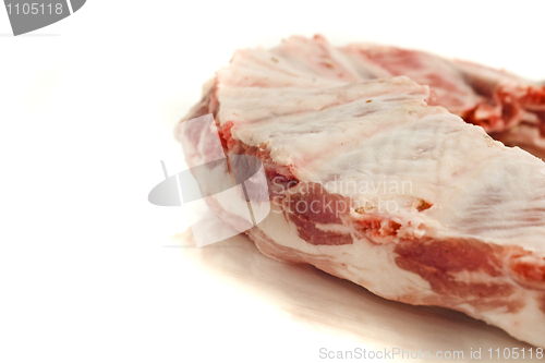 Image of Pork ribs and meat isolated over white