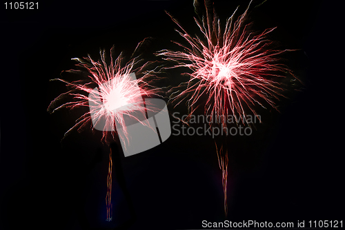 Image of Fireworks at night in the in dark sky