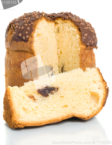 Image of Sliced Easter cake on white