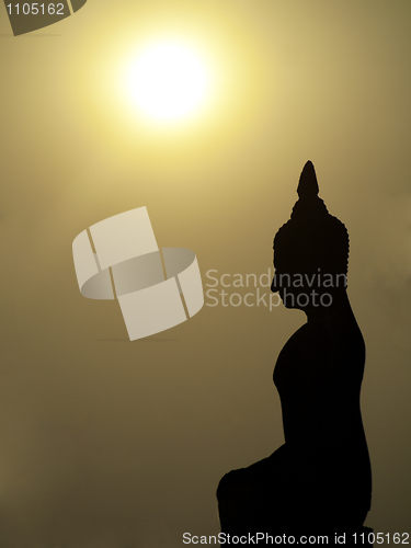 Image of Buddha and sunset