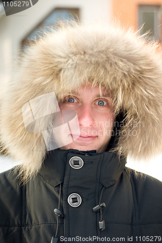 Image of Winter - surprised man in warm jacket