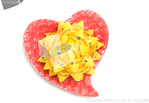 Image of Love - yellow bow on red heart