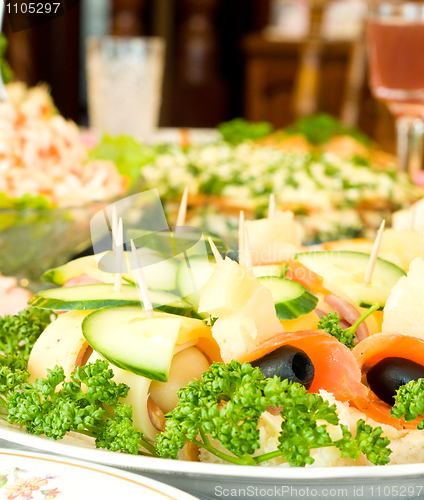 Image of Canape with mushrooms  and cheese, Banquet in the restaurant