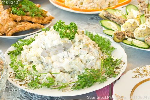 Image of Banquet in the restaurant, Russian salad