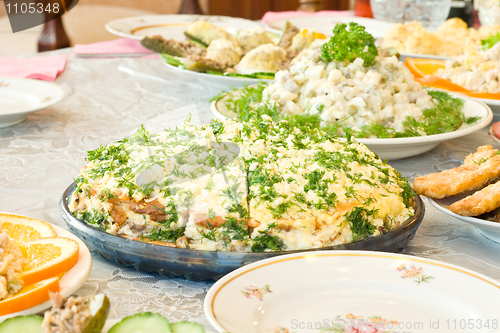 Image of Tasty pie. Banquet in the restaurant
