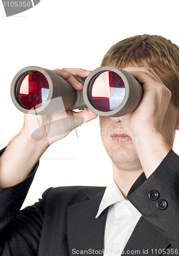 Image of Businessman with binoculars searching