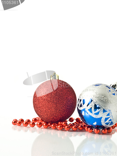 Image of Xmas and New Year greetings - colorful decoration balls