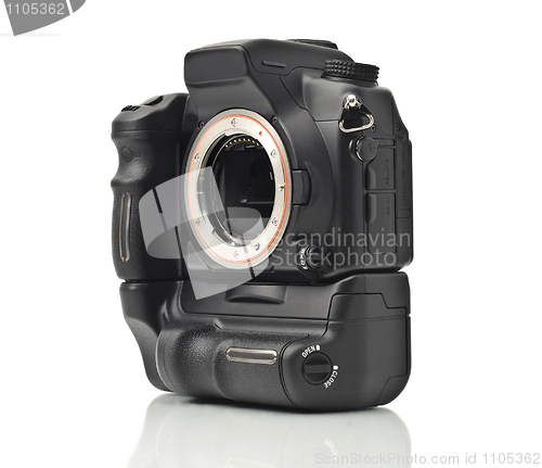 Image of Professional DSLR camera body without lenses isolated