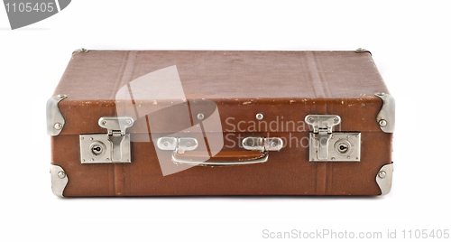 Image of Travel  - old-fashioned scratched suitcase (trunk)