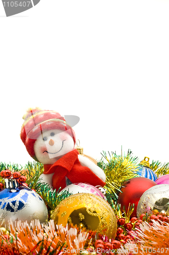 Image of Christmas card - Lovely snowman and decoration balls