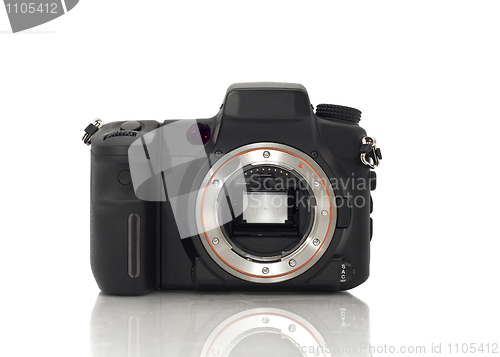 Image of Front view of professional Dslr camera body and its mirror