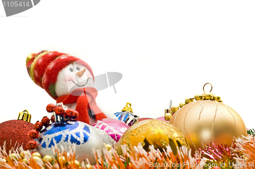 Image of Funny Christmas snowman and decoration balls