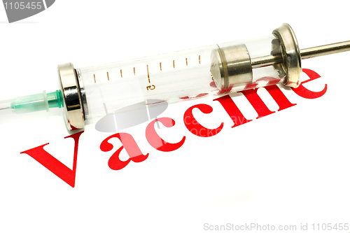 Image of Swine FLU H1N1 vaccination - syringe and red alert