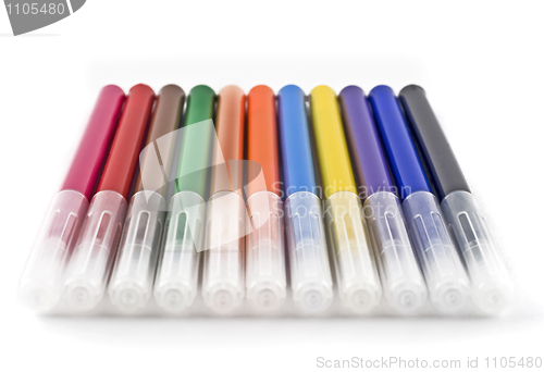 Image of Colorful felt-tip markers (pen) over white