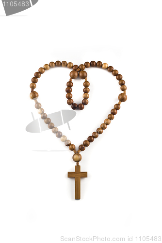 Image of Heart figure made of Wooden beads isolated