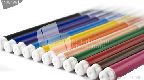 Image of Colorful markers (felt-tip pens) over white 