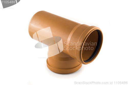 Image of Plastic T-shaped sewer Tube isolated over white