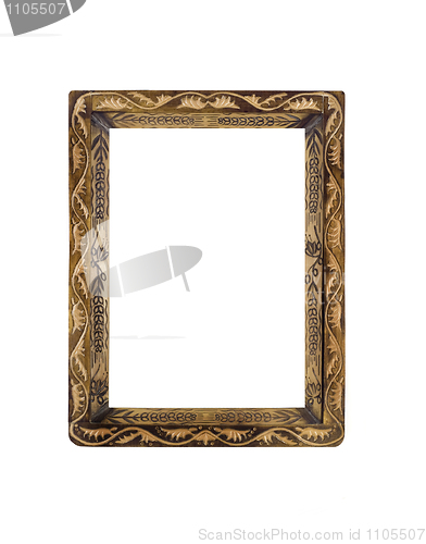 Image of Obsolete wooden Frame for picture or portrait over white 