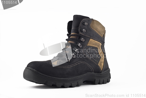 Image of Warm leather boot for wearing in winter or traveling