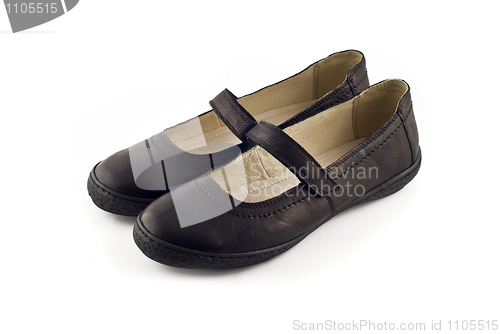 Image of Women's leather shoes over white