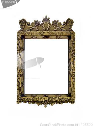 Image of Empty vertical carved frame for picture or portrait isolated 