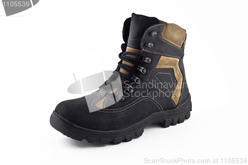 Image of Warm leather boot for traveling in winter