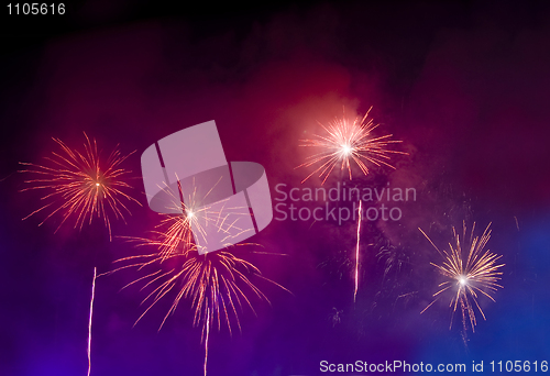 Image of Magic bright Fireworks in the lilac and blue