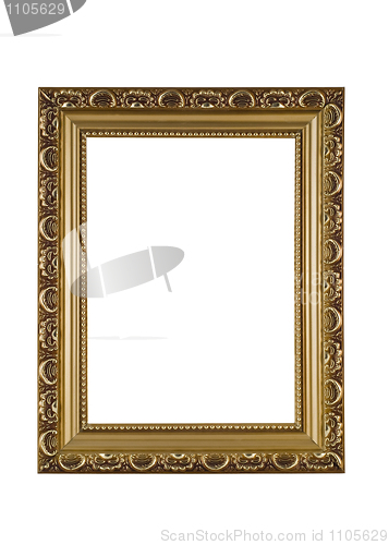 Image of Empty golden frame for picture or portrait 