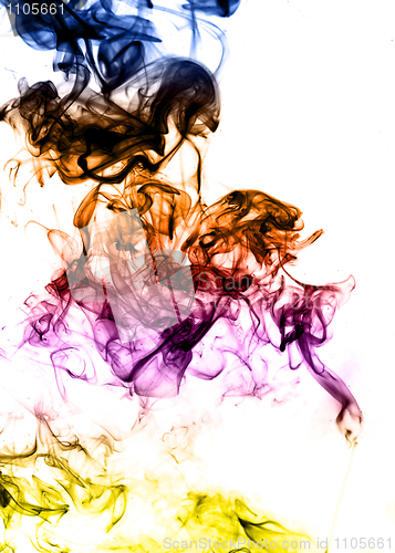 Image of Colored Abstract fume on the white background 