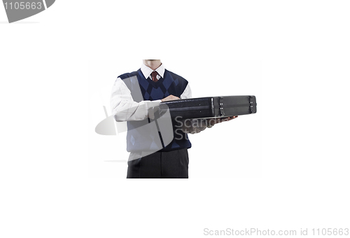 Image of Businessman with case reaching a business matter