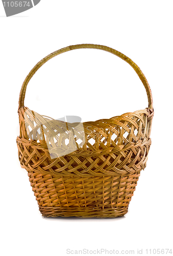 Image of Beautiful woven basket for food isolated over white 