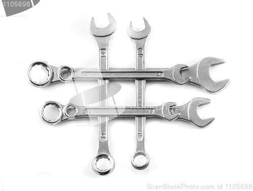 Image of Group of different wrenches isolated 