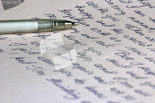 Image of Handwritten Love Letter And Pen