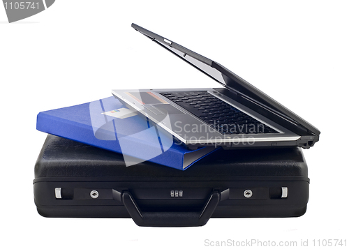 Image of Black case with notebook and folder