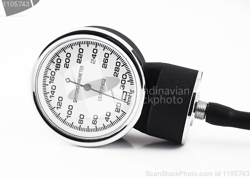 Image of Closeup of medical sphygmomanometer isolated 