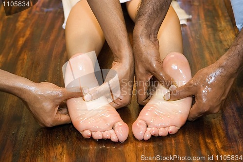 Image of indian ayurvedic oil foot massage