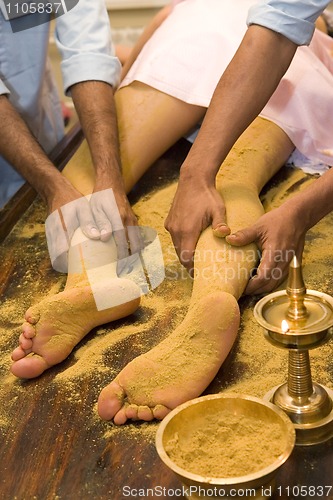 Image of indian ayurvedic oil foot massage