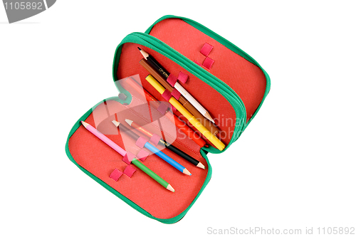 Image of Felt-tip pens and pencils in a case