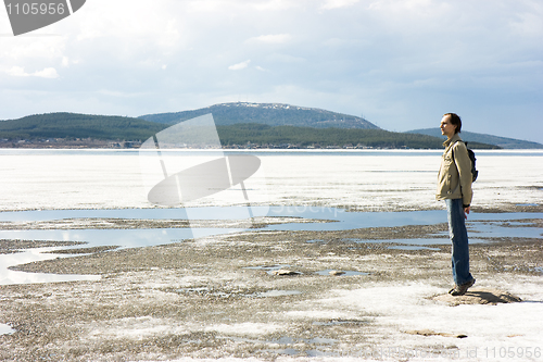 Image of The frozen lake and the person