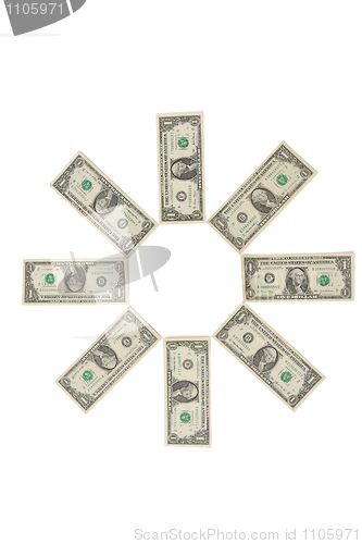 Image of Flower made of one dollar bills isolated