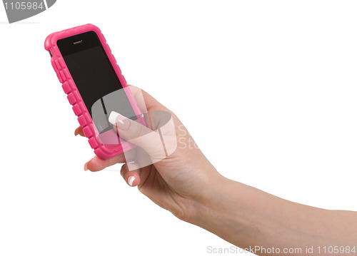 Image of Cellphone in female hand.