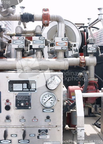 Image of Details of the back of a fire engine.