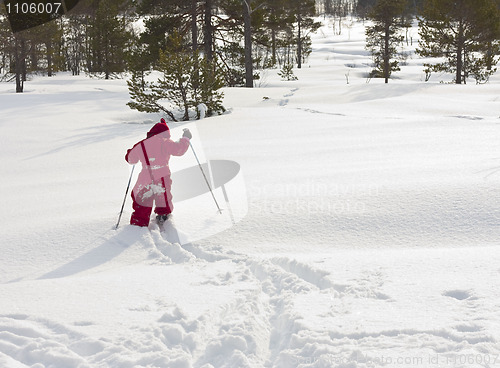 Image of Child skiing off path