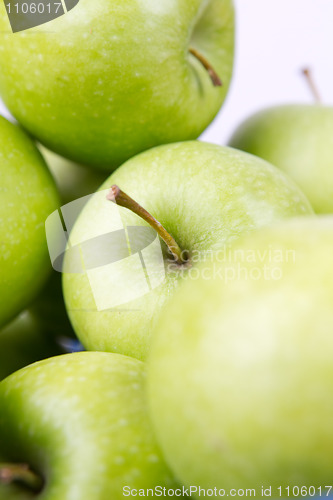 Image of Green apples on white background