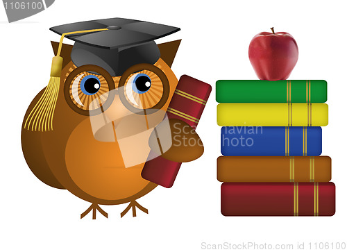 Image of Wise Old Owl with Books