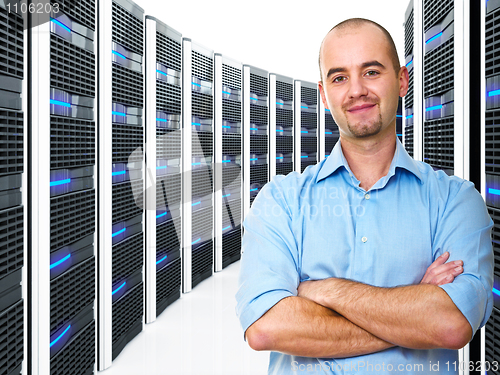 Image of man in datacenter