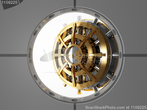 Image of bank vault door 3d