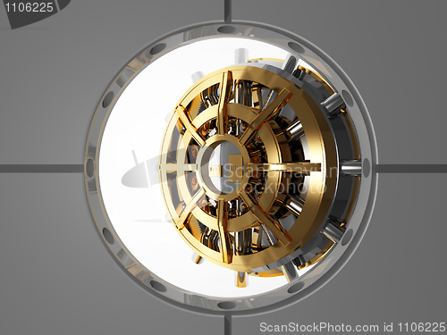 Image of bank vault door 3d